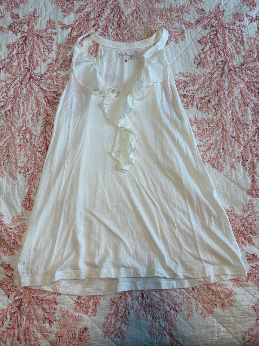 Lilly Pulitzer White Ruffle V-Neck Sleeveless Camisole